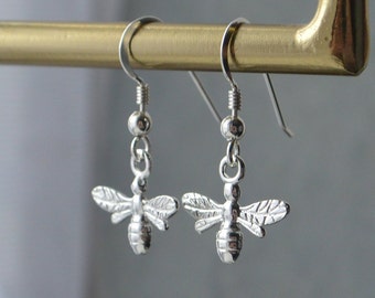 Bee Dangle Earrings Sterling Silver