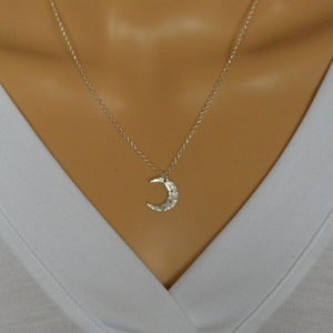 Sterling Silver Hammered Moon Necklace