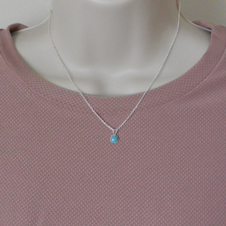 Dainty Sterling Silver Turquoise Necklace image 6