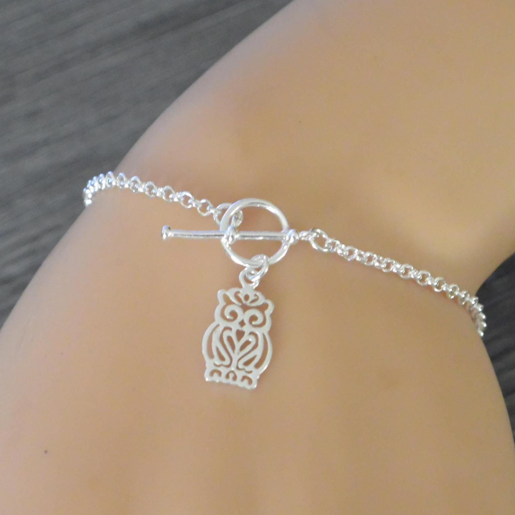 Owl Toggle Clasp Bracelet Sterling Silver