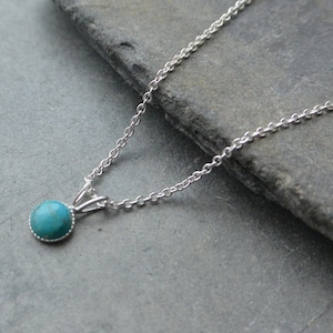 Dainty Sterling Silver Turquoise Necklace image 1