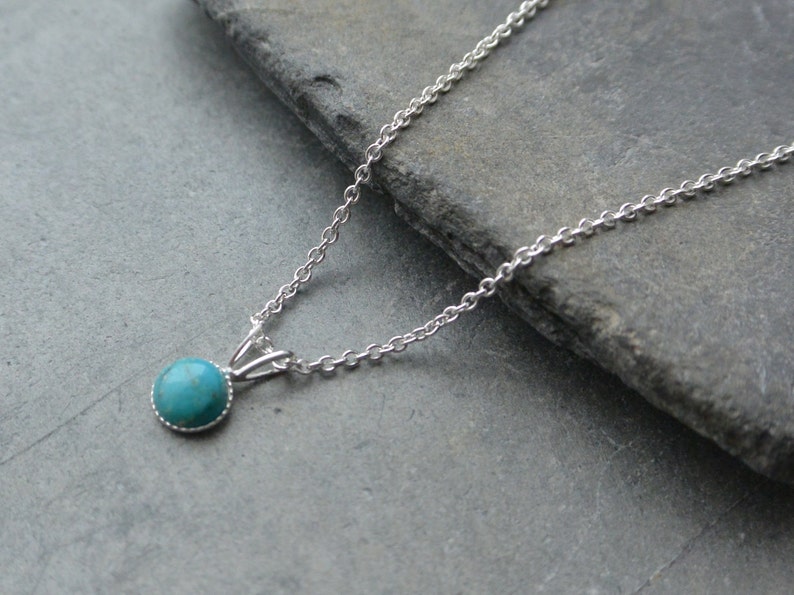 Dainty Sterling Silver Turquoise Necklace image 1