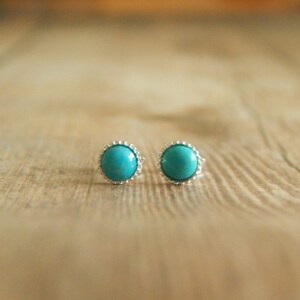 Turquoise Round Studs Sterling Silver image 2