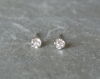 White Topaz Sterling Silver Faceted Studs