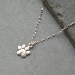 Paw Print Charm Necklace Sterling Silver