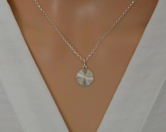 Sterling Silver Sunburst Disc Necklace