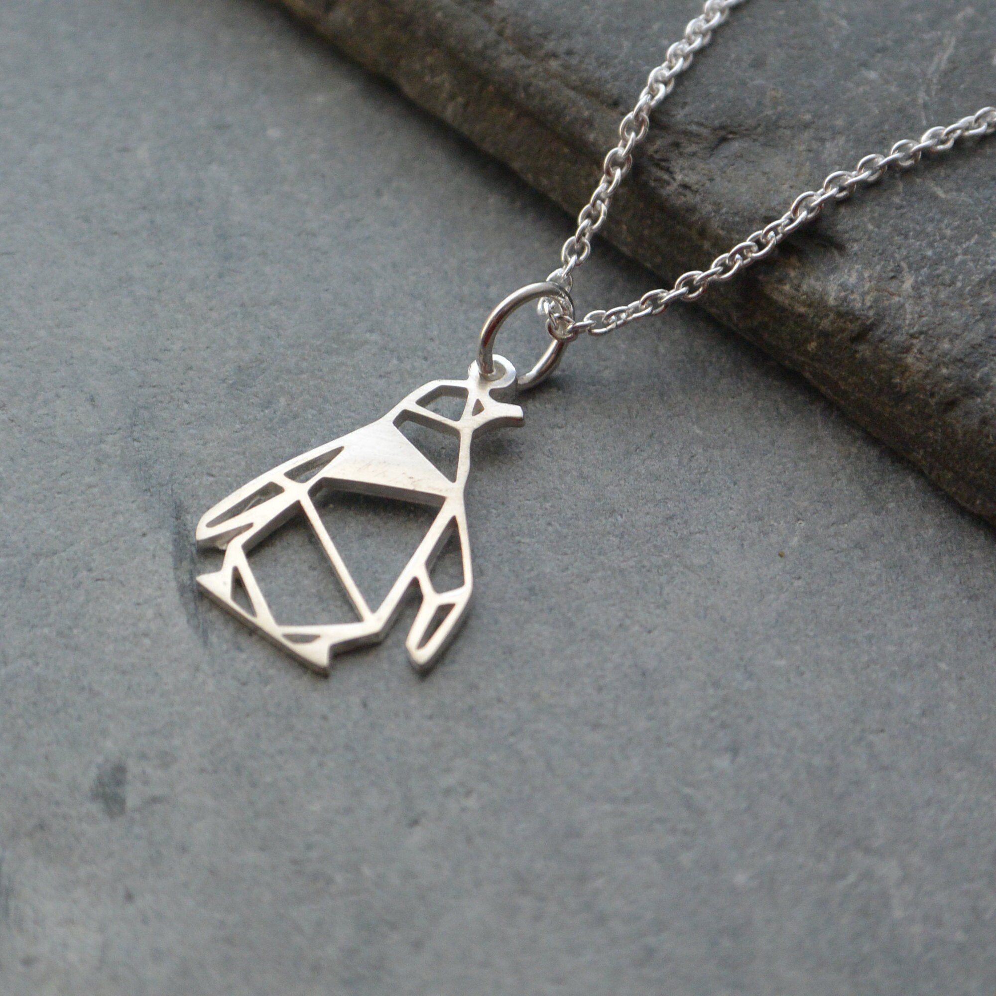 Sterling Silver Origami Penguin Necklace Etsy Canada