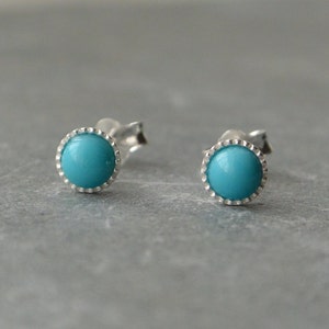 Turquoise Round Studs Sterling Silver image 1