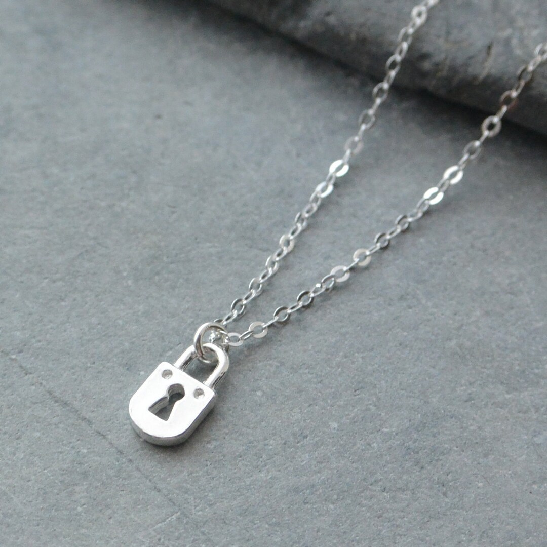 Dainty Padlock Necklace Sterling Silver Etsy UK