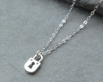 Dainty Padlock Necklace Sterling Silver