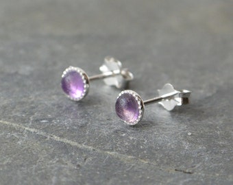 Tiny Amethyst Sterling Silver Studs