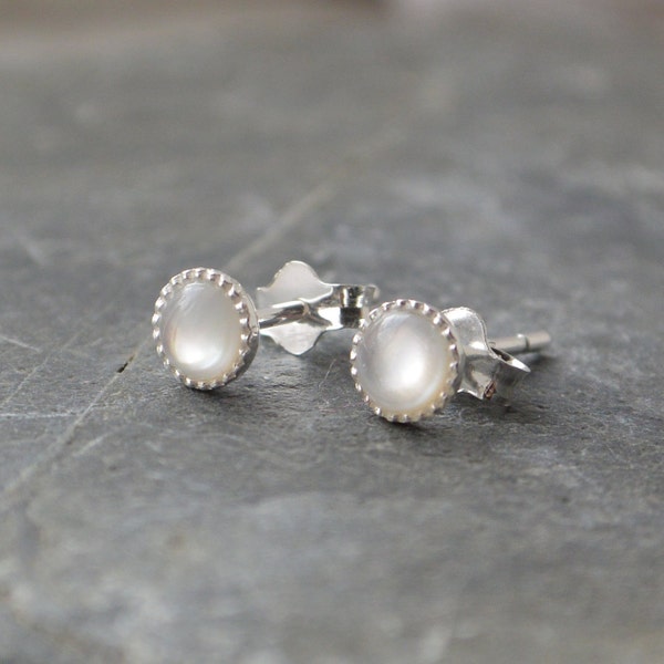 Mother Of Pearl Stud Earrings Sterling Silver