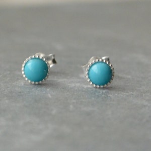 Turquoise Round Studs Sterling Silver image 3