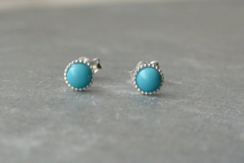 Turquoise Round Studs Sterling Silver image 3