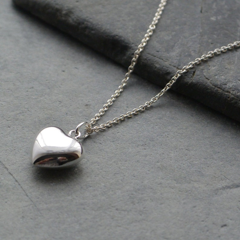 Sterling Silver Heart Necklace Silver Love Heart Pendant Etsy