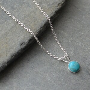 Dainty Sterling Silver Turquoise Necklace image 4