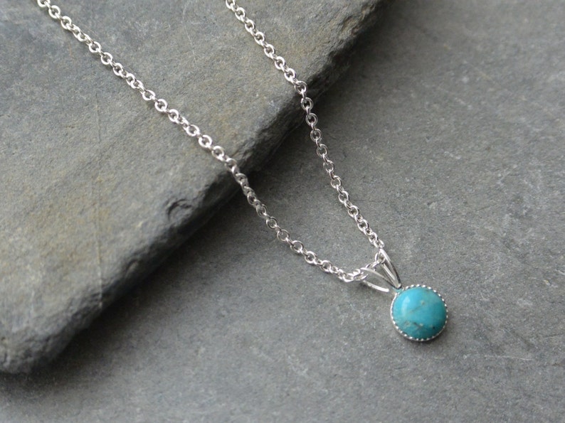 Dainty Sterling Silver Turquoise Necklace image 4