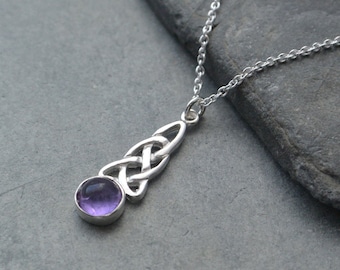Sterling Silver Celtic Pendant with Amethyst