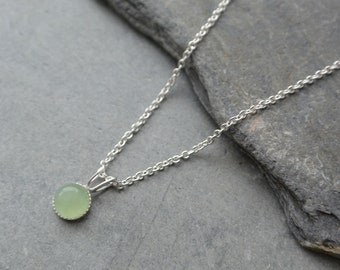 Dainty Green Aventurine Pendant, Sterling Silver.