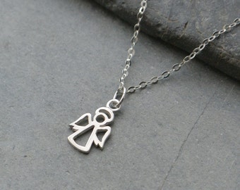 Angel Charm Necklace Sterling Silver
