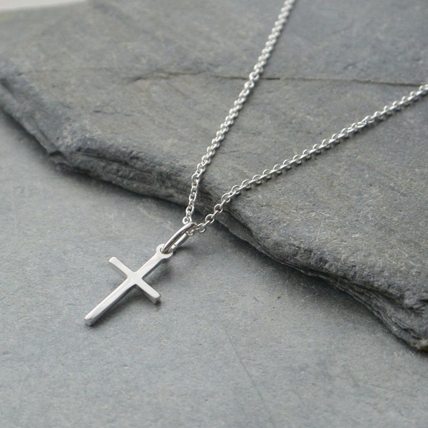 Dainty Cross Necklace Sterling Silver, Everyday Pendant