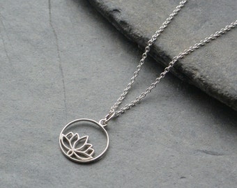 Lotus Flower Necklace Sterling Silver