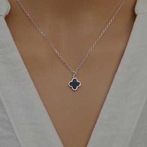 Lapis Lazuli Clover Necklace Sterling Silver