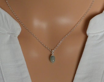 Aquamarine  Pendant, Sterling Silver