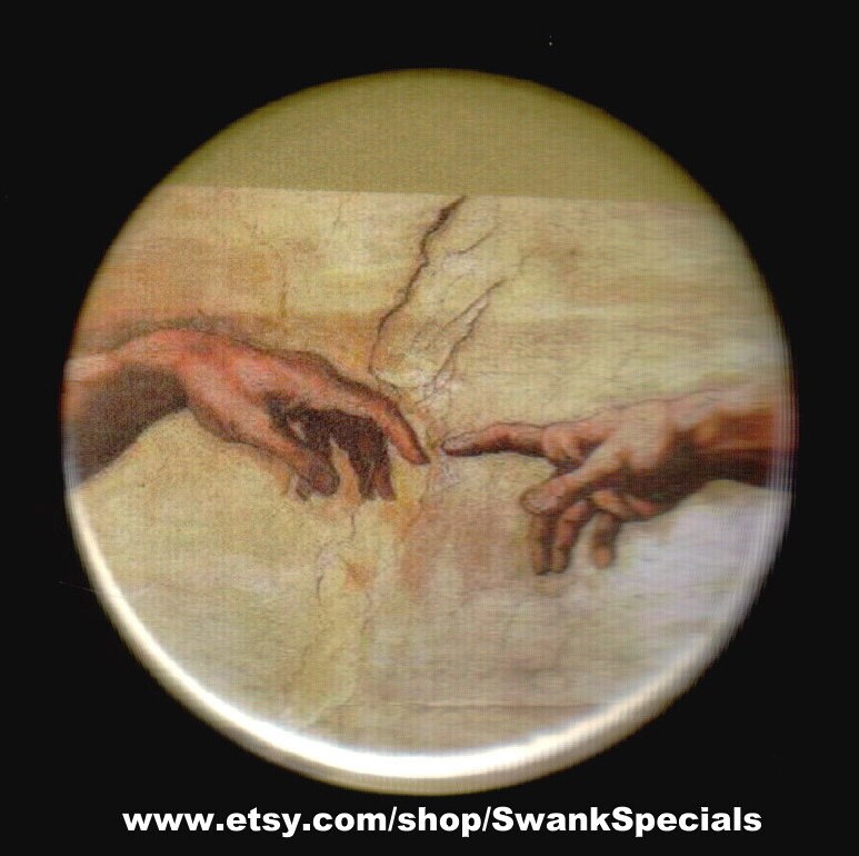 Michelangelo S Touch Of God S Finger To Man Pinback Etsy