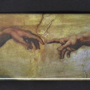 Michelangelo's Touch of God's Finger to Man - pinback button or magnet