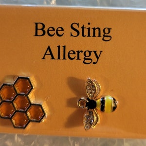 Medic Alert Button - Bee sting allergy - some with graphics