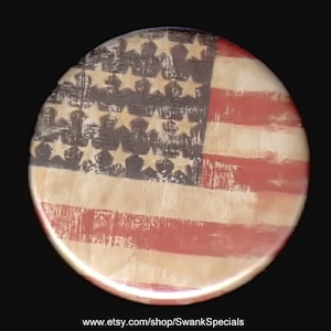 Bandera americana de estilo rústico: botón o imán