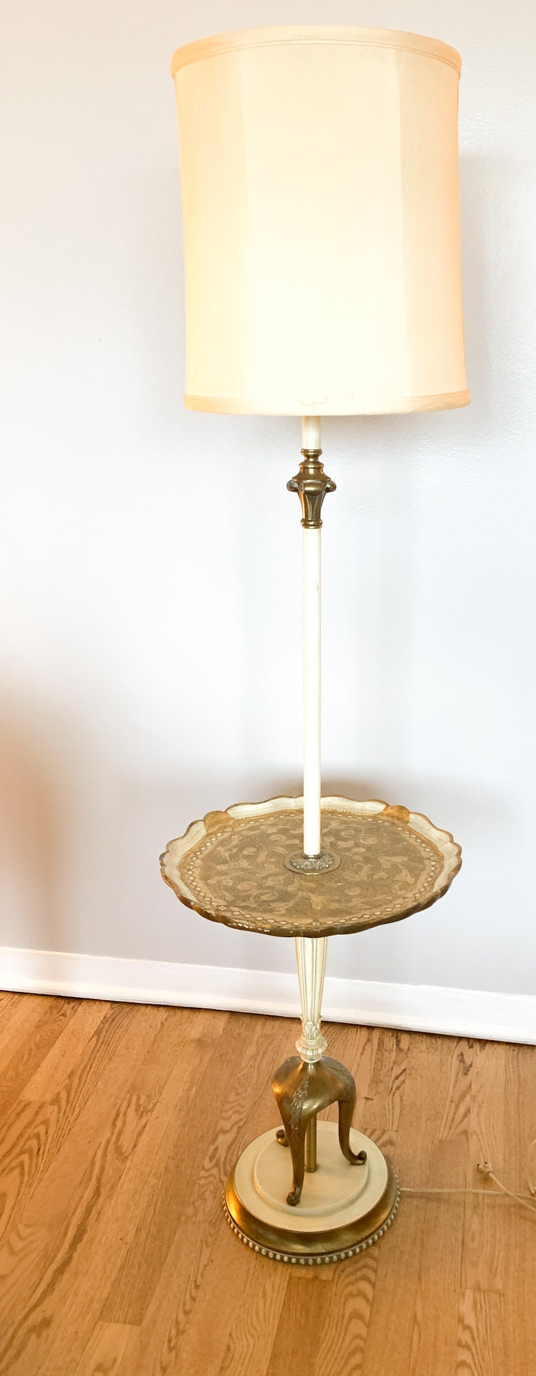 Rembrandt Masterpiece Torchiere Floor Lamp Round Wood Florentine