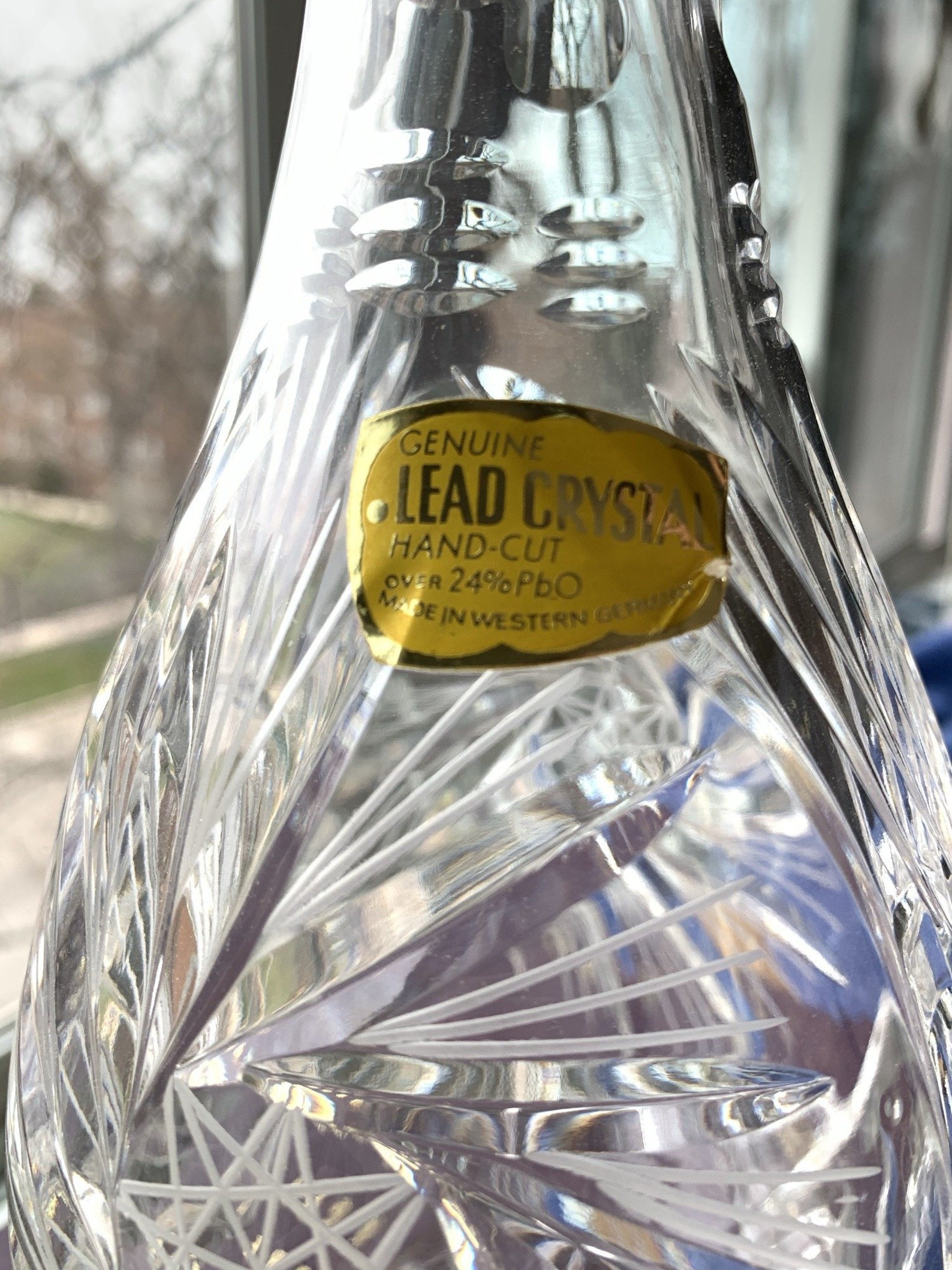 Vintage 24 Lead Crystal West German Handcut Etched Decanter Etsy