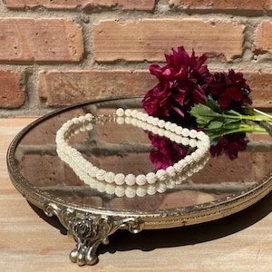 Hand Carved Vintage Beaded Necklace Bib Length 16 in