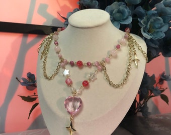 Collier ras de cou rose Magical Girl de l'an 2000