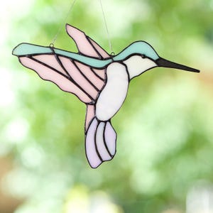 Stained Glass Iridescent Hummingbird Suncatchers Black