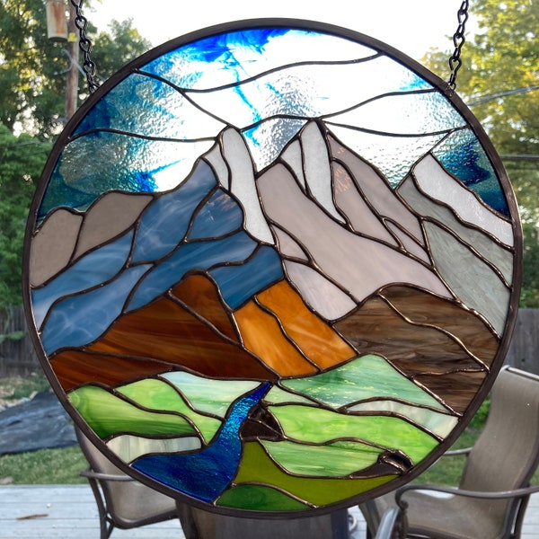 Mountain Stained Glass Etsy