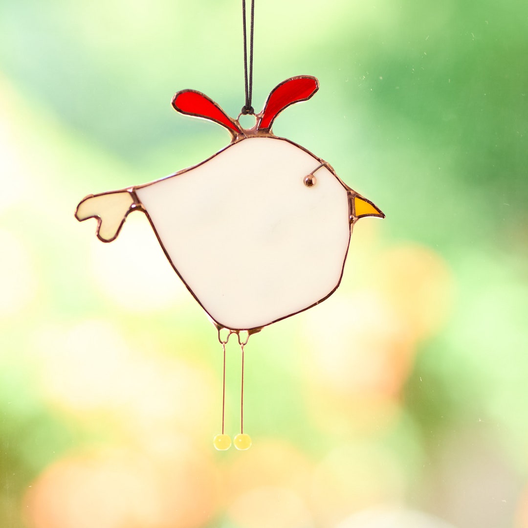 Stained Glass Chicken Chicken Suncatcher Chicken Decor Farm Etsy