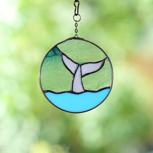 Stained Glass Whale Tail Suncatcher: Handmade Ornament