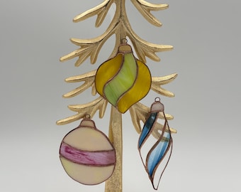 Set Of 21 Stained Glass-Style Christmas Ornaments With Holiday Figures & Shapes