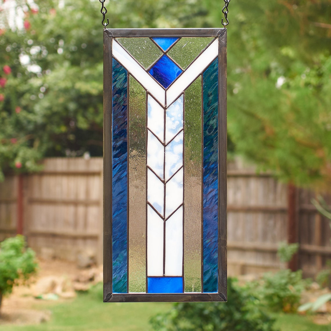 Stained Glass Window Frank Lloyd Wright Prairie Style Etsy