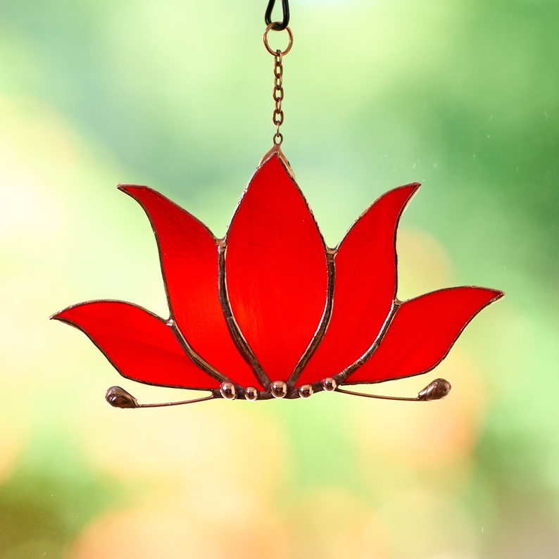 Stained Glass Lotus Sun Catcher Suncatcher Handmade Window Etsy