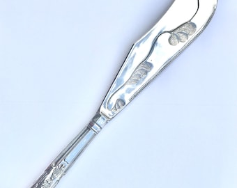 Vintage Silver Plate Knife: Large Fancy for Butter Cheese Fish