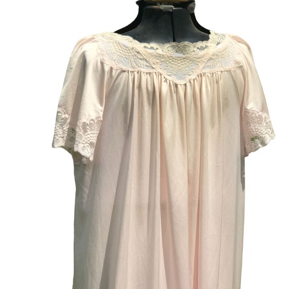 Long negligee lingerie vintage SS Med lace trim p… - image 2