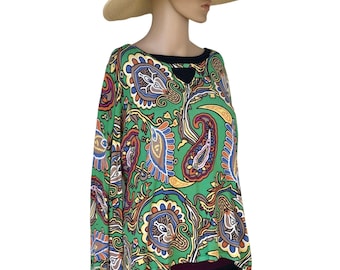 Vintage Paisley Tunic: Bohemian Top, 40 Inch Chest