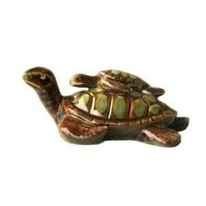 Ceramic Sea Turtle Figurine | Mama and Baby | Golden Pond Collection | Wildlife Eclectic Decor Fine Art Animals