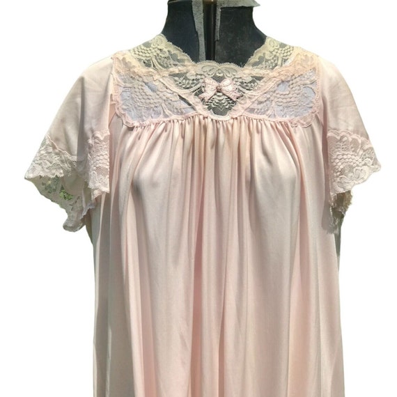 Long negligee lingerie vintage SS Med lace trim p… - image 1