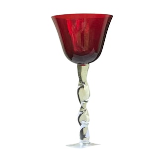 Vintage Wine Glasses Set of Four | Tall Twisted Stem Ruby Red | White Wine for Guests or Champagne for Wedding Toast