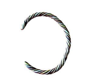 Vintage Open Cuff: Twisted Silver Tone & Copper Tone Heavy Metal
